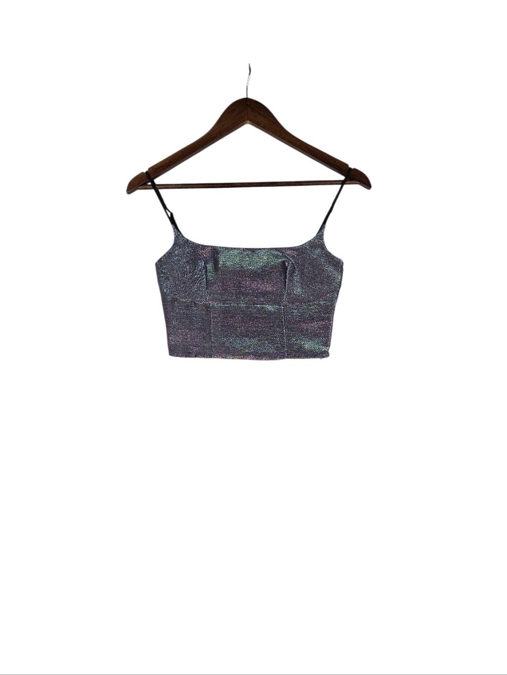 Superdown Women’s Size XS Multicolor Metallic Sparkly Crop Tank Top Zipper Side
